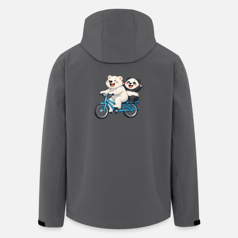 Two teddy bears on a bicycle - Men’s Recycled Softshell Jacket by Stanley/Stella - anthracite