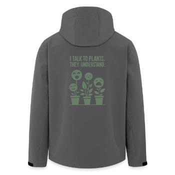 Pflanzenversteher: Kommunikation mit Grün - Recycelte Männer Softshell-Jacke von Stanley/Stella - Anthrazit - Hinten - AI Model Male 185 light (185cm)