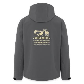 Yosemite National Park Kalifornien Bär Redwood - Recycelte Männer Softshell-Jacke von Stanley/Stella - Anthrazit - Hinten - AI Model Male 185 light (185cm)