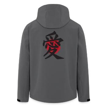 Ai amour idéogramme japonais effet vintage - Veste softshell homme en polyester recyclé Stanley/Stella - charbon - Dos - AI Model Male 185 light (185cm)