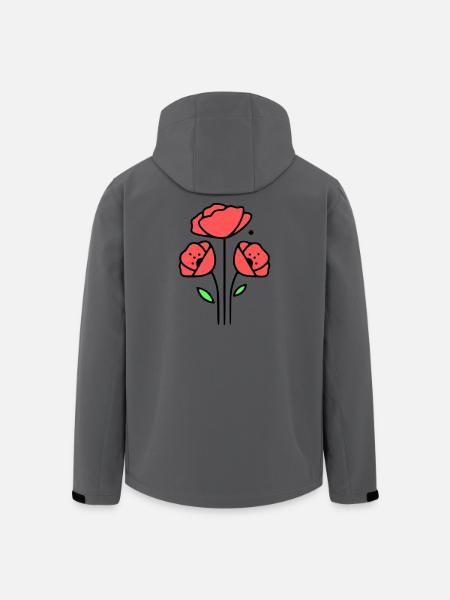 Poppy-Poppies-Minimalist-Line-Art-1 - Men’s Recycled Softshell Jacket by Stanley/Stella - anthracite