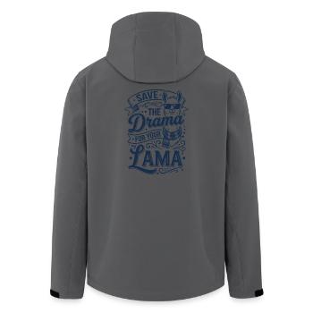 Drama Save Llama Saying - Men’s Recycled Softshell Jacket by Stanley/Stella - anthracite - Back - AI Model Male 185 light (185cm)