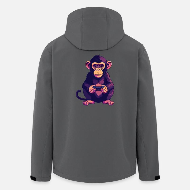 Monkey on controller playing console gaming - Men’s Recycled Softshell Jacket by Stanley/Stella - anthracite