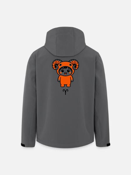 Sternzeichen Widder im Kawaii Style - Recycelte Männer Softshell-Jacke von Stanley/Stella - Anthrazit