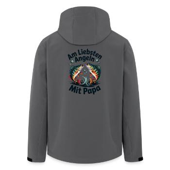 Angeln Mit Papa – Vater & Fische - Recycelte Männer Softshell-Jacke von Stanley/Stella - Anthrazit - Hinten - AI Model Male 185 light (185cm)