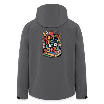 Frohen ersten Schultag Bücher - Recycelte Männer Softshell-Jacke von Stanley/Stella - Anthrazit - Hinten - AI Model Male 185 light (185cm)