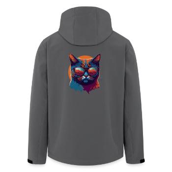 Rebel Paws: Retro Cat T-Shirt Art - Veste softshell homme en polyester recyclé Stanley/Stella - charbon - Dos - AI Model Male 185 light (185cm)