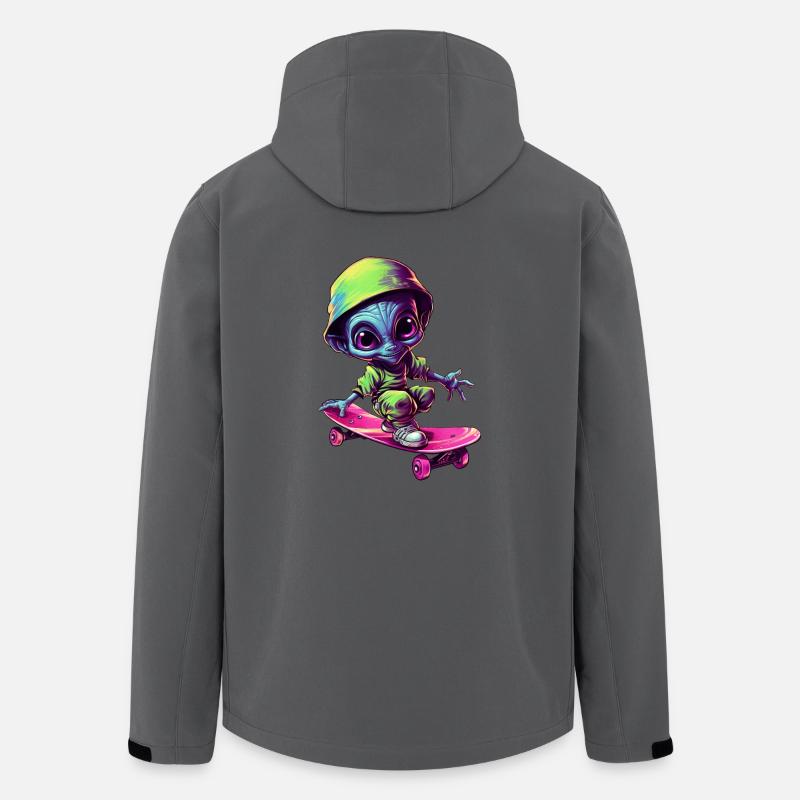 Blau-Pinker Alien Skateboarder: Kosmische Tricks - Recycelte Männer Softshell-Jacke von Stanley/Stella - Anthrazit