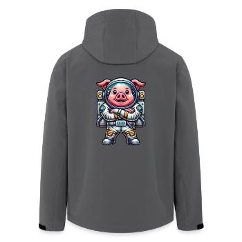 Astronaut Pig Space Universe Cosmonaut - Men’s Recycled Softshell Jacket by Stanley/Stella - anthracite - Back - AI Model Male 185 light (185cm)