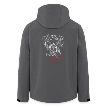 BOXER Hundeportrait Hunde Wilsigns - Recycelte Männer Softshell-Jacke von Stanley/Stella - Anthrazit - Hinten - AI Model Male 185 light (185cm)