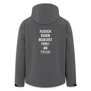 WARUM ISST DU TIERE VEGAN TIERRECHTE DEMONSTRATIO - Recycelte Männer Softshell-Jacke von Stanley/Stella - Anthrazit - Hinten - AI Model Male 185 light (185cm)
