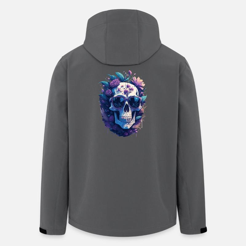 Pastellfarbener Blumenschädel mit Sonnenbrille - Recycelte Männer Softshell-Jacke von Stanley/Stella - Anthrazit