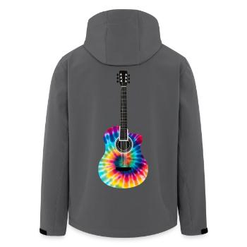 Multi-Colored Tie Dye Guitar Design - Men’s Recycled Softshell Jacket by Stanley/Stella - anthracite - Back - AI Model Male 185 light (185cm)