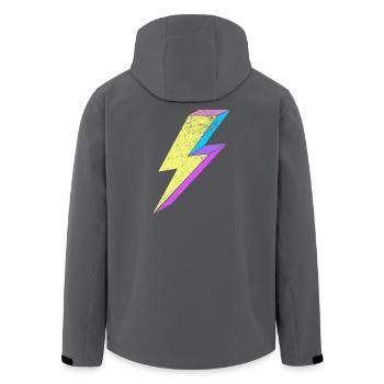 Leuchtende Lightning-Design mit Pastellfarben 80s  - Recycelte Männer Softshell-Jacke von Stanley/Stella - Anthrazit - Hinten - AI Model Male 185 light (185cm)