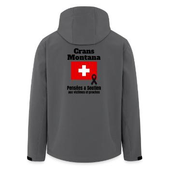 Switzerland, I am Swiss, solidarity - Men’s Recycled Softshell Jacket by Stanley/Stella - anthracite - Back - AI Model Male 185 light (185cm)