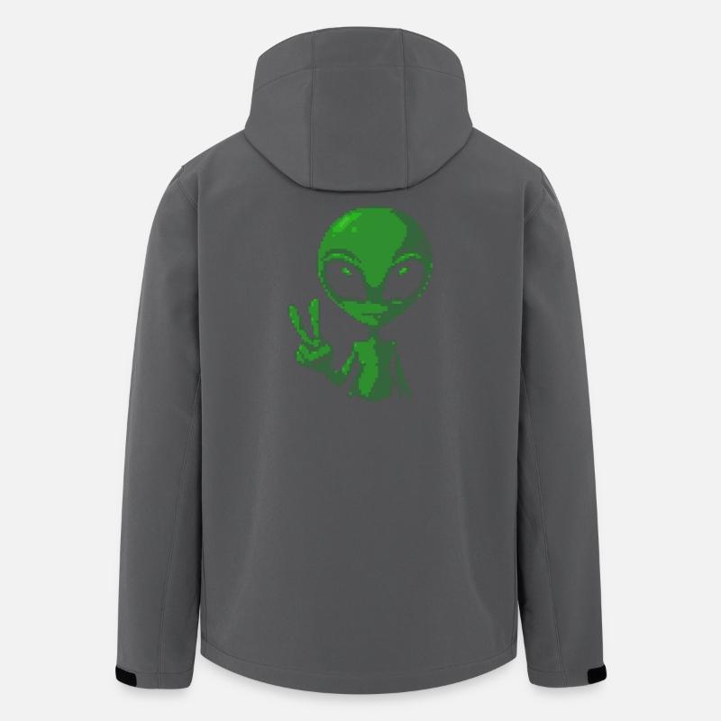 Signe de paix extraterrestre Pixel Green - Veste softshell homme en polyester recyclé Stanley/Stella - charbon