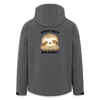 Weckt mich zur Pause Faultier - Recycelte Männer Softshell-Jacke von Stanley/Stella - Anthrazit - Hinten - AI Model Male 185 light (185cm)