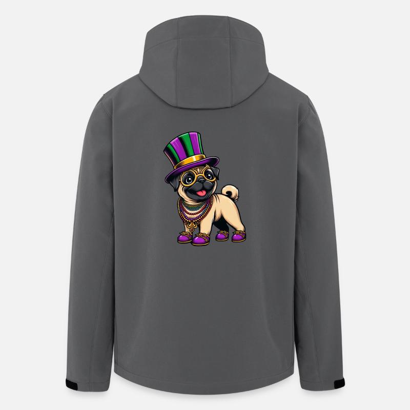 Mardi Gras Pug Dog Comic - Men’s Recycled Softshell Jacket by Stanley/Stella - anthracite