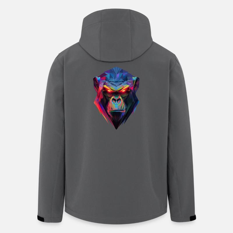 Geometrischer Neon-Gorilla - Recycelte Männer Softshell-Jacke von Stanley/Stella - Anthrazit