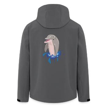 Delphin Meer Strand Spritzer - Recycelte Männer Softshell-Jacke von Stanley/Stella - Anthrazit - Hinten - AI Model Male 185 light (185cm)