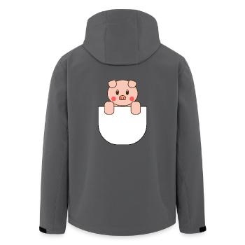 Süßes Tasche Schweinchen Geschenkidee - Recycelte Männer Softshell-Jacke von Stanley/Stella - Anthrazit - Hinten - AI Model Male 185 light (185cm)