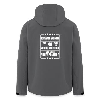 SOFTWARE ENGINEER 40 YEARS OF WORK EXPERIENCE - Recycelte Männer Softshell-Jacke von Stanley/Stella - Anthrazit - Hinten - AI Model Male 185 light (185cm)