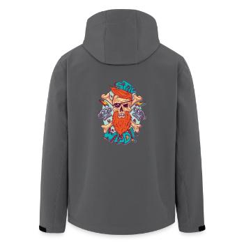 stay wild - Totenkopf mit Augenklappe und Bart - Recycelte Männer Softshell-Jacke von Stanley/Stella - Anthrazit - Hinten - AI Model Male 185 light (185cm)