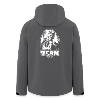 TEAM Teckel Hund Hunde Wilsigns - Recycelte Männer Softshell-Jacke von Stanley/Stella - Anthrazit - Hinten - AI Model Male 185 light (185cm)