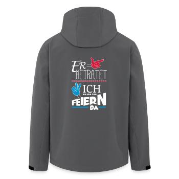 ER HEIRATET JGA - Recycelte Männer Softshell-Jacke von Stanley/Stella - Anthrazit - Hinten - AI Model Male 185 light (185cm)