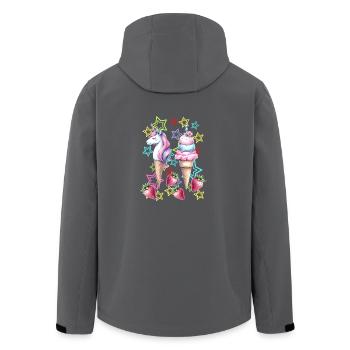80er Eis Eiskrem Eiscrem Teenie Mädchen Einhorn - Recycelte Männer Softshell-Jacke von Stanley/Stella - Anthrazit - Hinten - AI Model Male 185 light (185cm)
