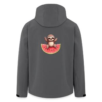 Faultier mit Wassermelone - Süßes Sommer Design - Recycelte Männer Softshell-Jacke von Stanley/Stella - Anthrazit - Hinten - AI Model Male 185 light (185cm)