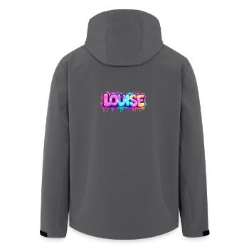 LOUISE GRAFFITI NAME FOR PERFECT GIFT PRINTABLE - Men’s Recycled Softshell Jacket by Stanley/Stella - anthracite - Back - AI Model Male 185 light (185cm)