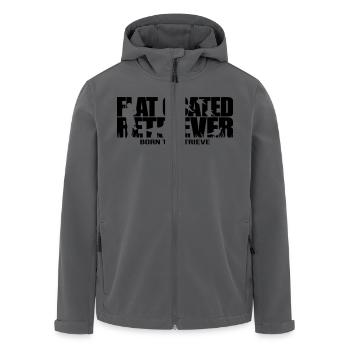 FLAT COATED RETRIEVER born to retrieve Wilsigns - Men’s Recycled Softshell Jacket by Stanley/Stella - anthracite - Front - AI Model Male 185 light (185cm)