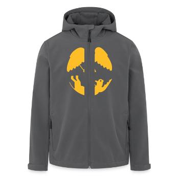 dessin saint Michel terrassant le démon Bruxelles - Veste softshell homme en polyester recyclé Stanley/Stella - charbon - Devant - AI Model Male 185 light (185cm)