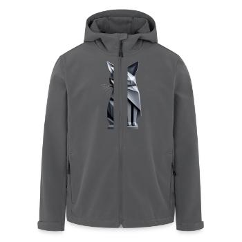 Graue Origamikatze, futuristisch von vorne - Recycelte Männer Softshell-Jacke von Stanley/Stella - Anthrazit - Vorne - AI Model Male 185 light (185cm)