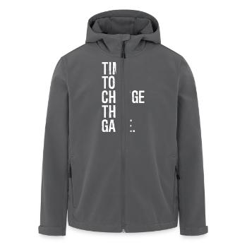 Zeit, das Spiel zu ändern - Recycelte Männer Softshell-Jacke von Stanley/Stella - Anthrazit - Vorne - AI Model Male 185 light (185cm)