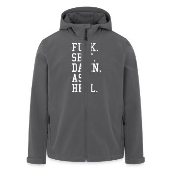 Fuck Shit Damn Ass Hell - Recycelte Männer Softshell-Jacke von Stanley/Stella - Anthrazit - Vorne - AI Model Male 185 light (185cm)