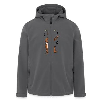 Lustiger tanzender Bär mit Banjo - Recycelte Männer Softshell-Jacke von Stanley/Stella - Anthrazit - Vorne - AI Model Male 185 light (185cm)