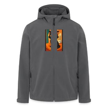 SoulPaws & Hooves, Hubert der Kult Kater - Recycelte Männer Softshell-Jacke von Stanley/Stella - Anthrazit - Vorne - AI Model Male 185 light (185cm)