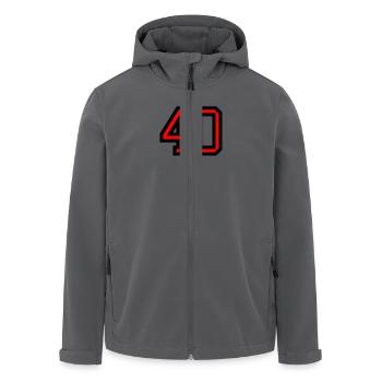 40. 40 ANS. 40e ANNIVERSAIRE. ANNIVERSAIRE 40 ANS. - Veste softshell homme en polyester recyclé Stanley/Stella - charbon - Devant - AI Model Male 185 light (185cm)