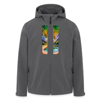 Lebendige Naturwanderung Malerei Vibrant Nature - Recycelte Männer Softshell-Jacke von Stanley/Stella - Anthrazit - Vorne - AI Model Male 185 light (185cm)