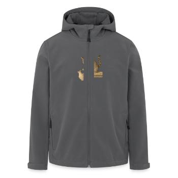 Katzenlogik: Wenn’s steht, kann es auch fallen - Recycelte Männer Softshell-Jacke von Stanley/Stella - Anthrazit - Vorne - AI Model Male 185 light (185cm)