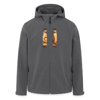 „Der frühe Vogel braucht Kaffee“ – und du auch! - Recycelte Männer Softshell-Jacke von Stanley/Stella - Anthrazit - Vorne - AI Model Male 185 light (185cm)