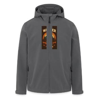Wanderlust – Retro Pfad ins Abenteuer - Recycelte Männer Softshell-Jacke von Stanley/Stella - Anthrazit - Vorne - AI Model Male 185 light (185cm)