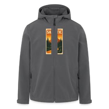 Salvatic – Wild Nature Retro Adventure - Recycelte Männer Softshell-Jacke von Stanley/Stella - Anthrazit - Vorne - AI Model Male 185 light (185cm)