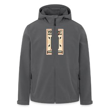 Vorsicht Hochspannung Strom Warnschild - Recycelte Männer Softshell-Jacke von Stanley/Stella - Anthrazit - Vorne - AI Model Male 185 light (185cm)