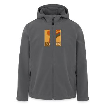 Golden Vibes – Retro Rainbow '74 - Recycelte Männer Softshell-Jacke von Stanley/Stella - Anthrazit - Vorne - AI Model Male 185 light (185cm)