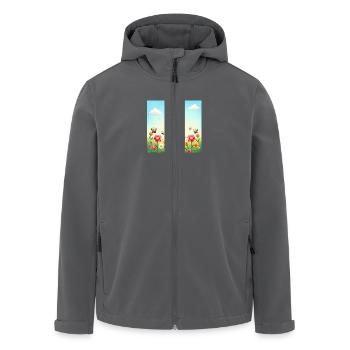 Frühlingsbunte Insektenparade – Blütenmeer Sonne - Recycelte Männer Softshell-Jacke von Stanley/Stella - Anthrazit - Vorne - AI Model Male 185 light (185cm)