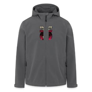 Demokratie ist kein Zuschauersport. - Recycelte Männer Softshell-Jacke von Stanley/Stella - Anthrazit - Vorne - AI Model Male 185 light (185cm)