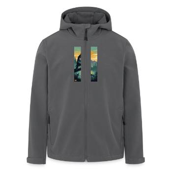 "Natur im Inneren: Silhouette Vogelkunst" - Recycelte Männer Softshell-Jacke von Stanley/Stella - Anthrazit - Vorne - AI Model Male 185 light (185cm)